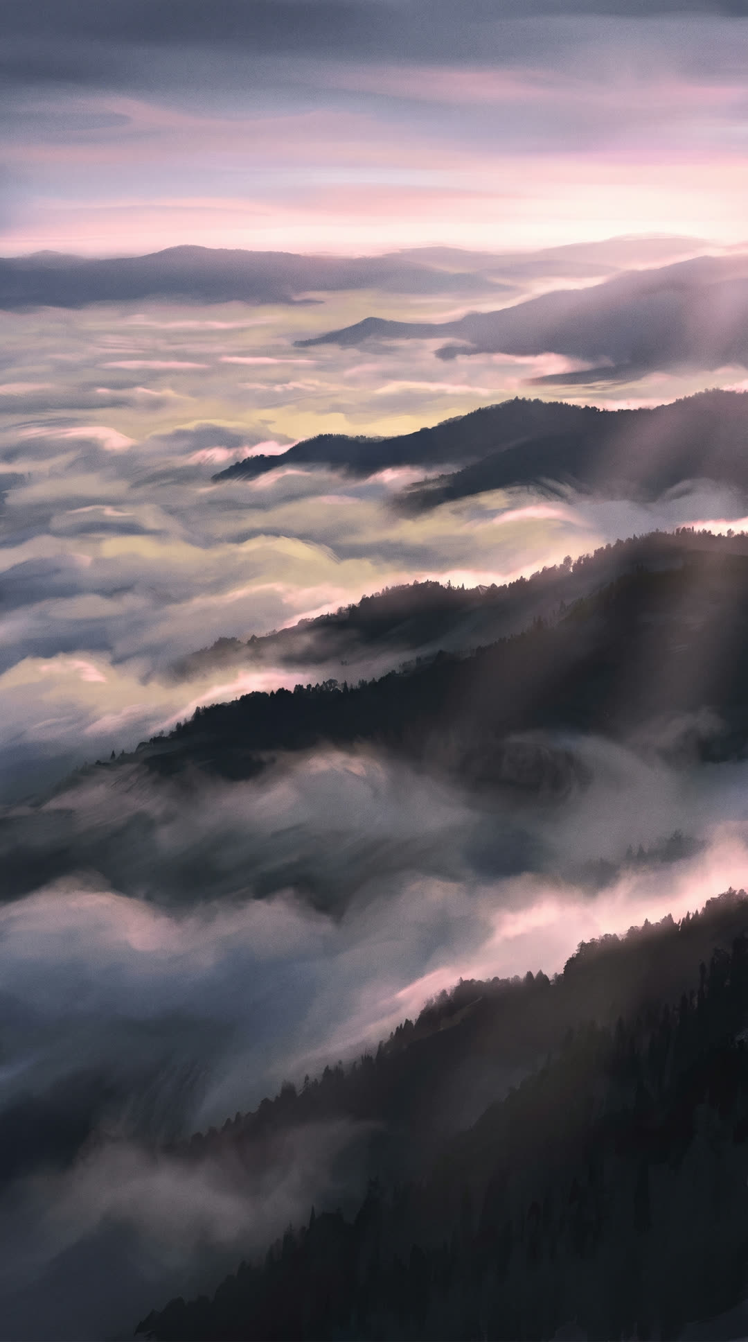 Misty Smoky Mountain ridgelines at dawn