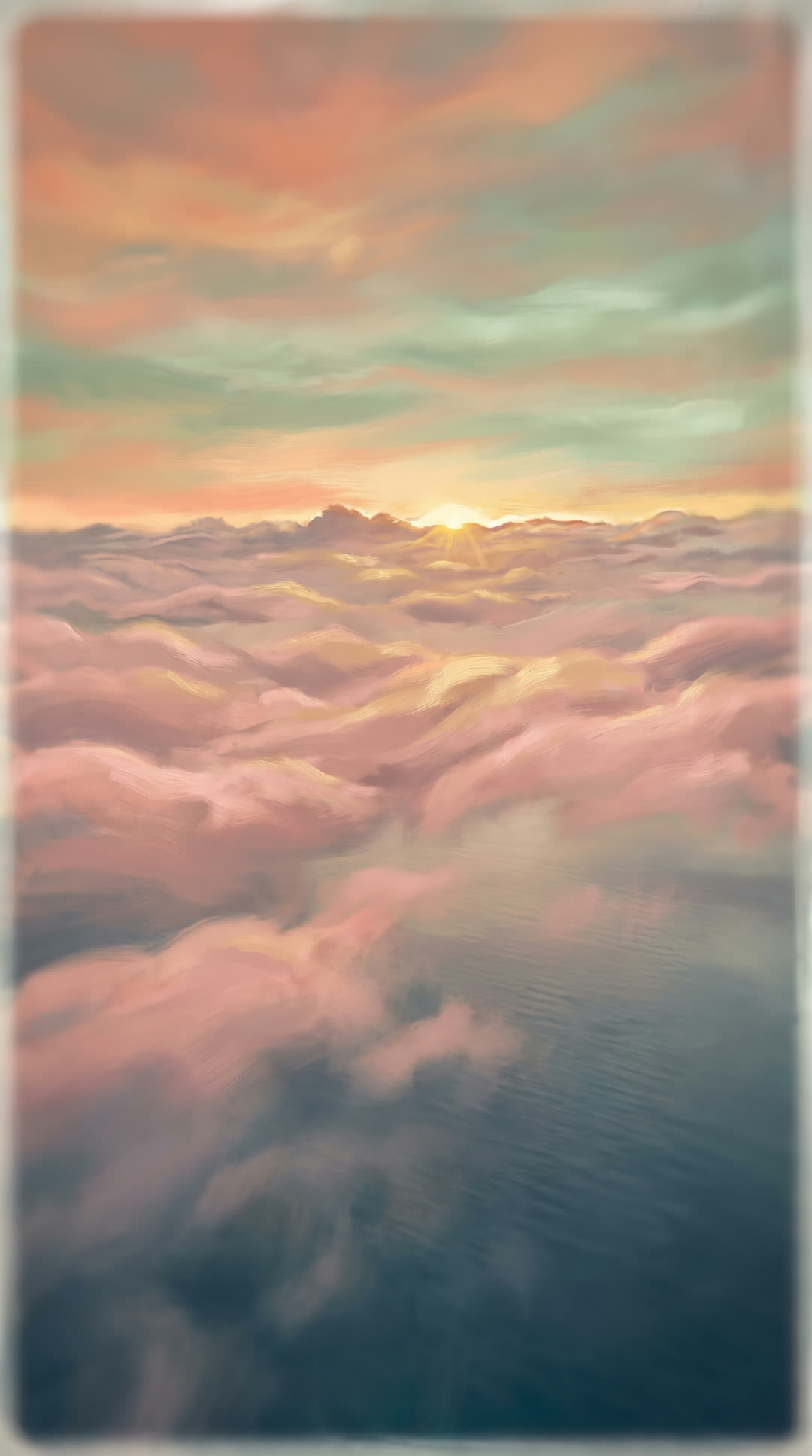 Pink dawn clouds over the Atlantic