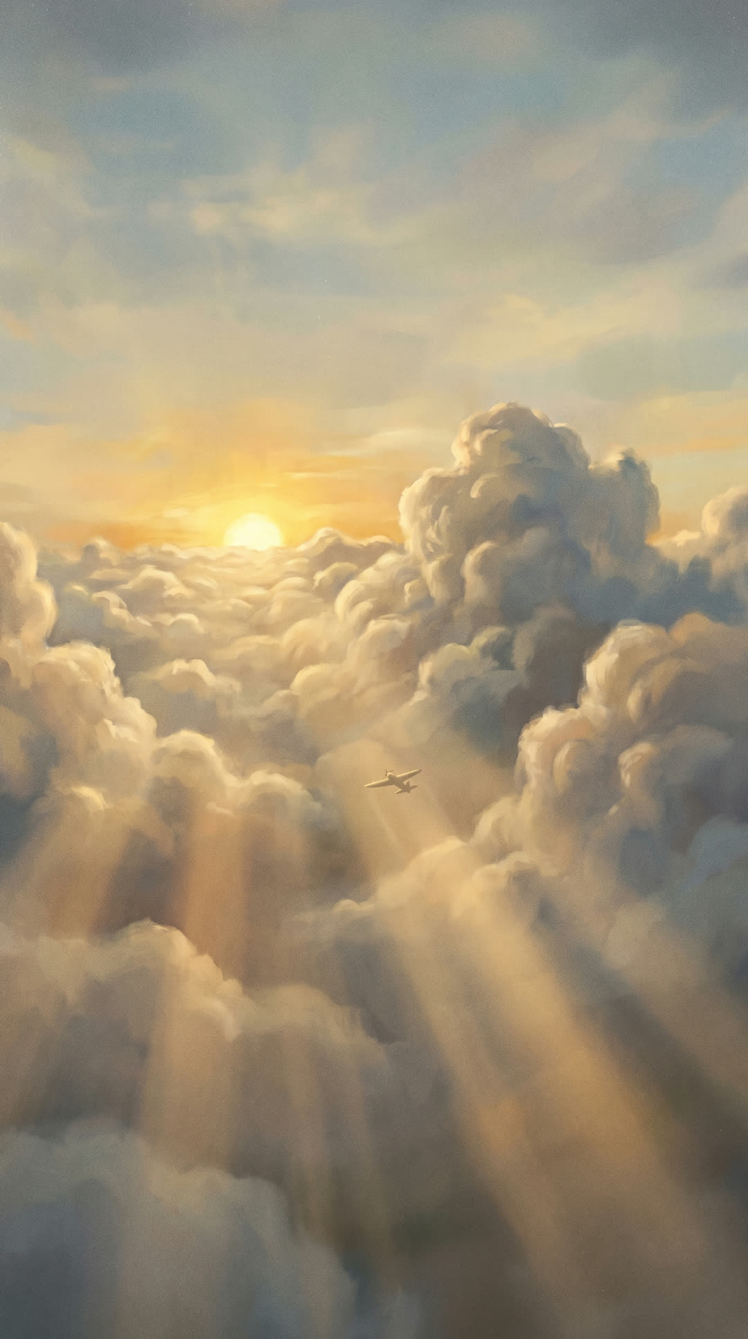 Sunrise above golden clouds over Florida